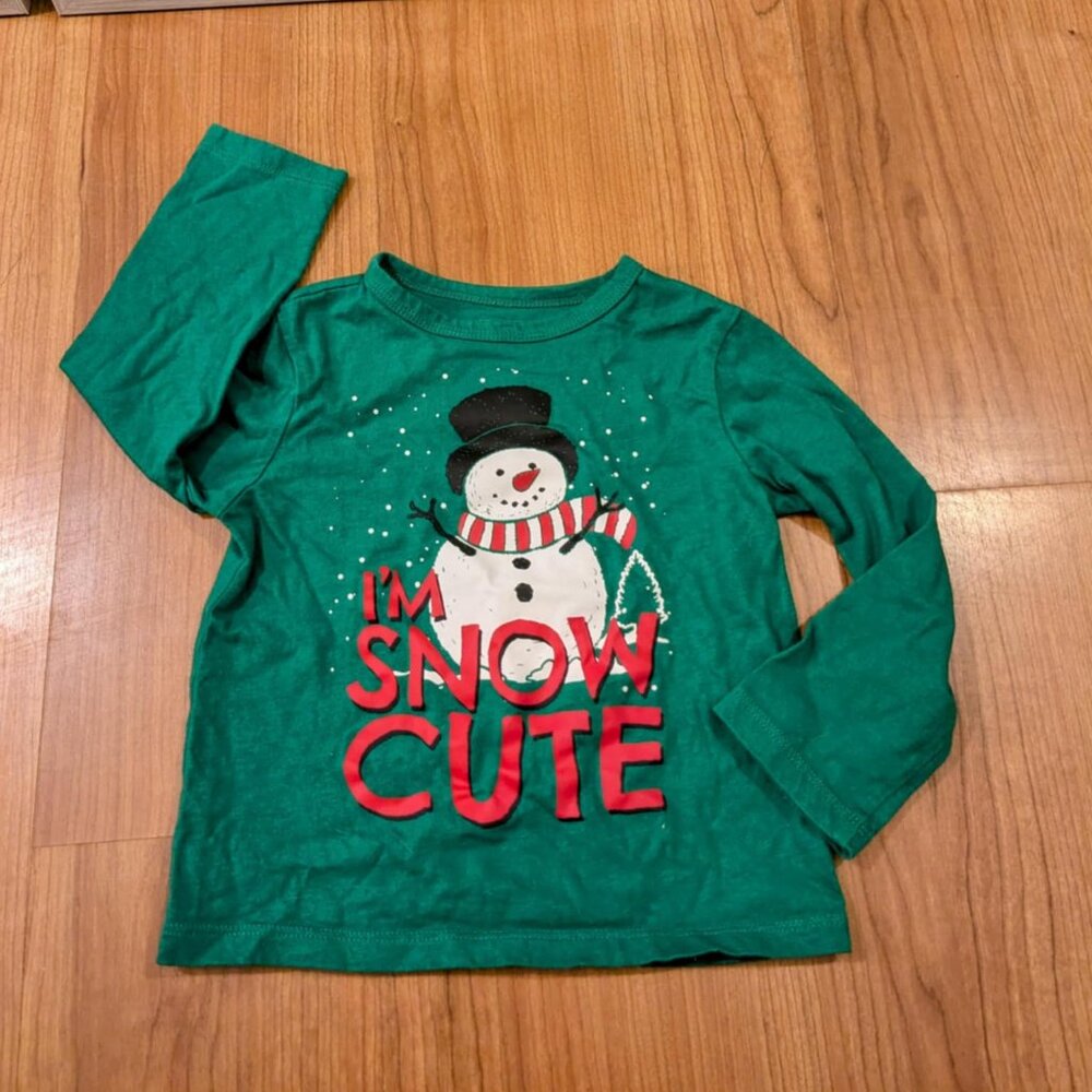 Toddler 2T The Children's Place Christmas Holiday Long Sleeve Snowman T-Shirt